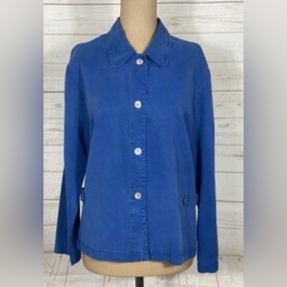Amy K Su Vintage Classic Blue Button‎ Down Shirt for Women